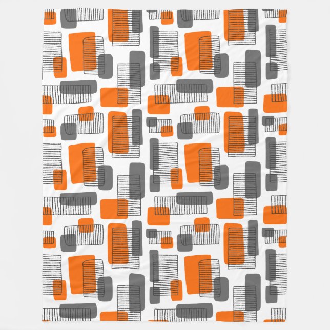 251215 - Orange and Gray Fleece Blanket (Front)