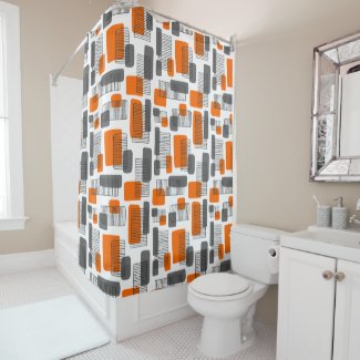 251215 - Orange and Gray Shower Curtain