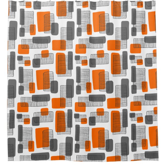 orange and gray shower curtain