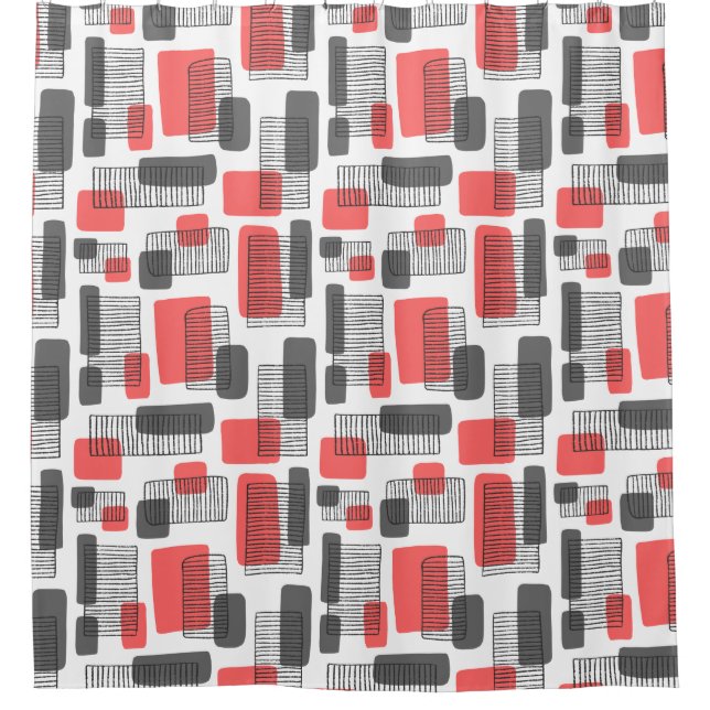 251215 - Tropical Pink and Gray Shower Curtain (Front)