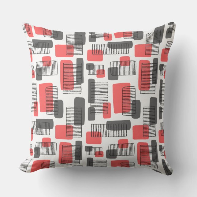 251215 - Tropical Pink and Gray Throw Pillow (Front)