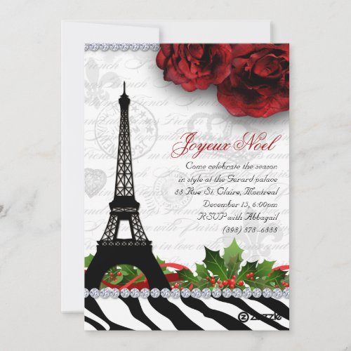 252 Christmas Paris Card Eiffel Tower Zebra