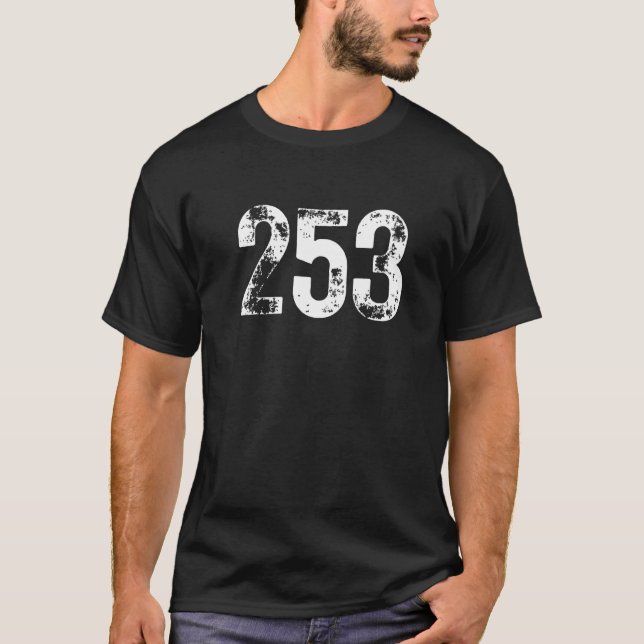 253 Area Code Tacoma WA Mobile Telephone Area Code T-Shirt (Front)