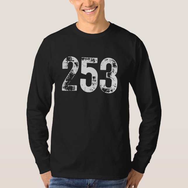 253 Area Code Tacoma WA Mobile Telephone Area Code T-Shirt (Front)