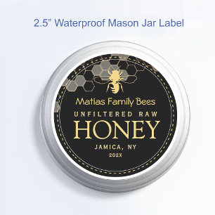25 2.5" Waterproof Mason Jar Honey Label