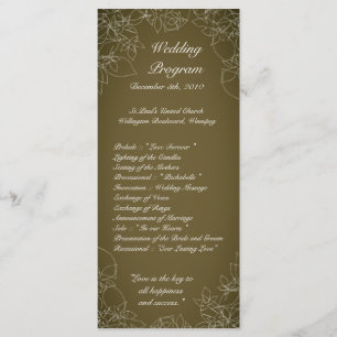 25 4x9 Wedding Program Autumn Floral Fall Brown