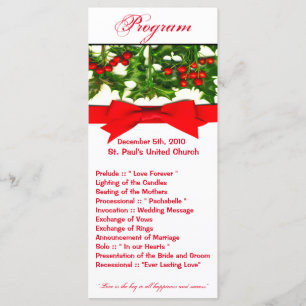 25 4x9 Wedding Program Baughs Holly Berry Christma