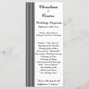 25 4x9 Wedding Program Black Gray Flourish Stripes