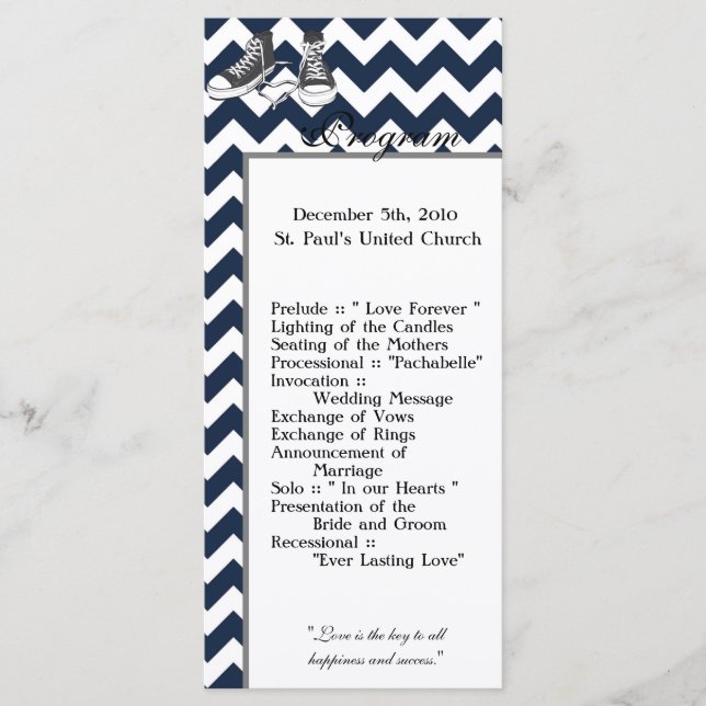 25 4x9 Wedding Program Chevron Stripe Zig Zag Prin (Front)