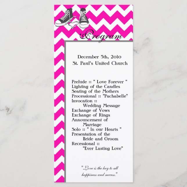 25 4x9 Wedding Program Chevron Stripe Zig Zag Prin (Front)