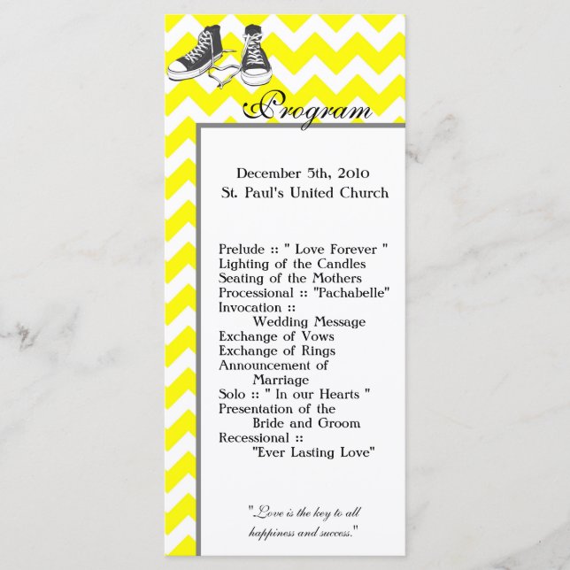 25 4x9 Wedding Program Chevron Stripe Zig Zag Prin (Front)