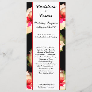 25 4x9 Wedding Program Colorful Lotus Flower black