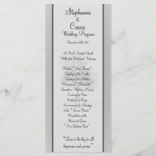 25 4x9 Wedding Program Gray Winter Trees Snow Bare