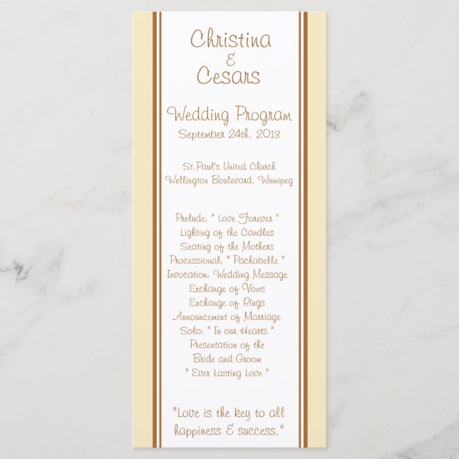 25 4x9 Wedding Program Just got Married Couple (Front)