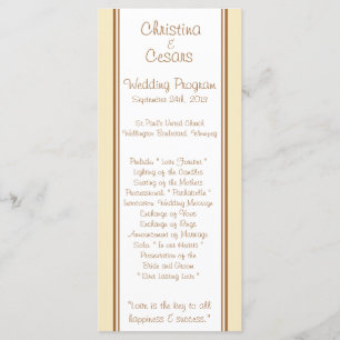 25 4x9 Wedding Program Just got Married Couple