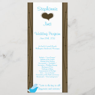 25 4x9 Wedding Program Love Birds
