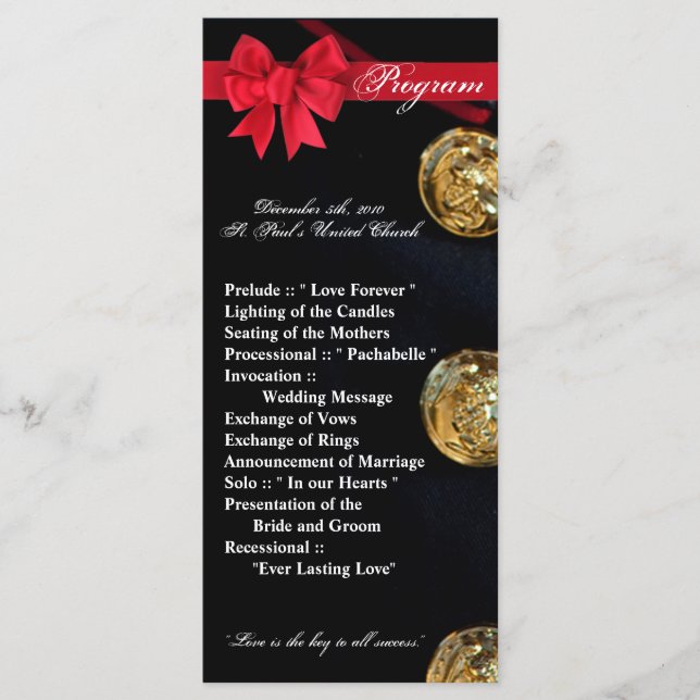 25 4x9 Wedding Program Marine Dress Blues Uniform (Front)