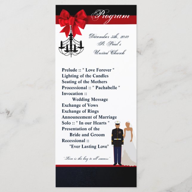 25 4x9 Wedding Program Marine Hispanic Uniform (Front)
