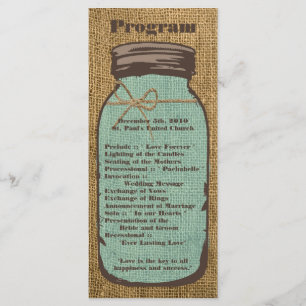 25 4x9 Wedding Program Mason Jar Burlap Country