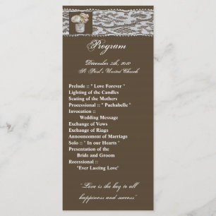 25 4x9 Wedding Program Mason Jars with Roses