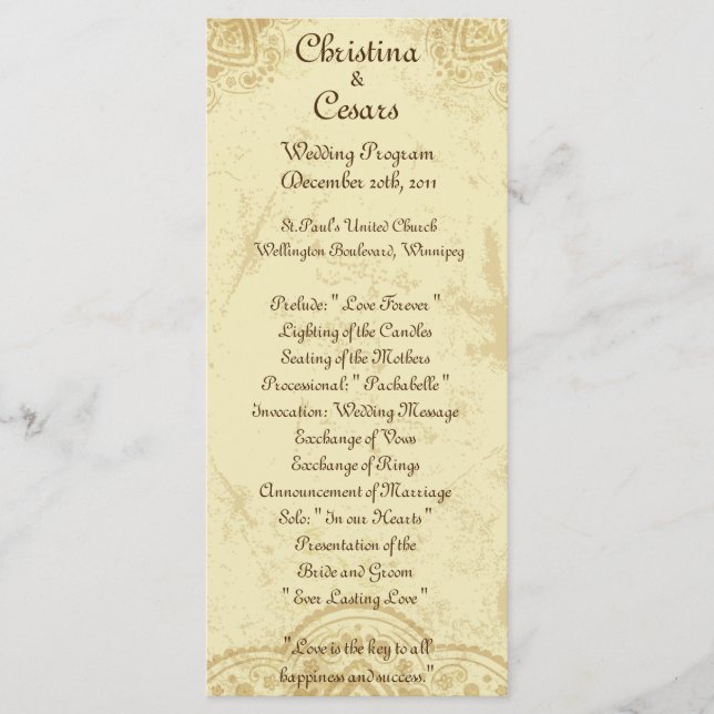25 4x9 Wedding Program Moroccan Party (Front)