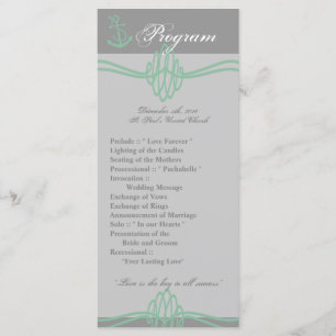 25 4x9 Wedding Program Nautical Knot Anchor Tiff