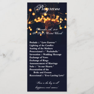 25 4x9 Wedding Program Oak Tree String Lights Nigh