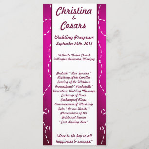 25 4x9 Wedding Program Paper Plane Purple Loop Pur