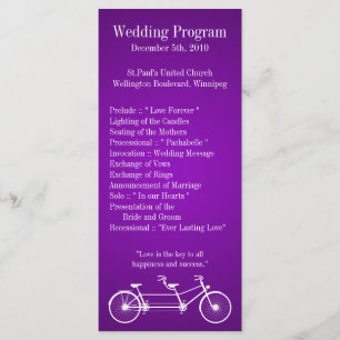 25 4x9 Wedding Program Purple Double Bike