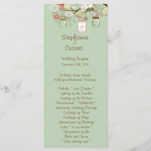 25 4x9 Wedding Program Spring Floral Mason Jars