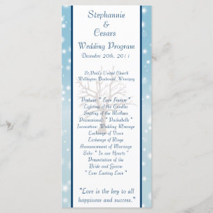 25 4x9 Wedding Program Twinkling Snow / Bare Tree