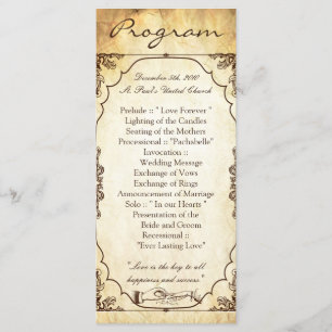 25 4x9 Wedding Program Vintage Ceremony Ring Excha