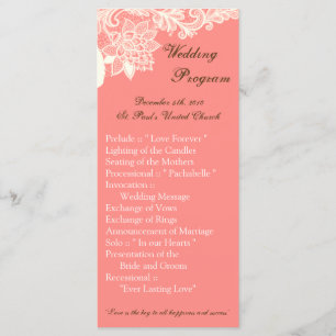 25 4x9 Wedding Program Vintage Victorian Lace Cora
