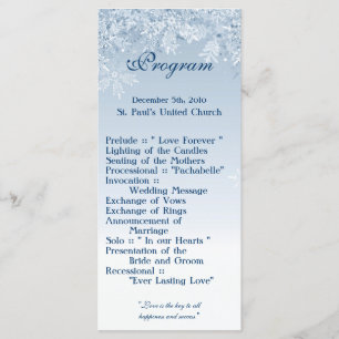 25 4x9 Wedding Program Winter Wonderland Trees Cry