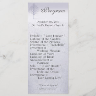 25 4x9 Wedding Program Winter Wonderland Trees Sno