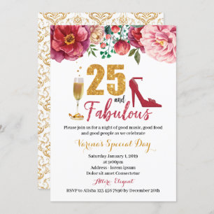 25 and Fabulous Birthday Invitation for Women