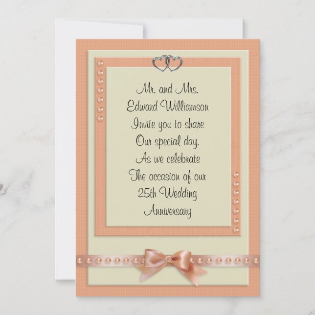 25 Anniversary invitation peach and cream colors (Front)