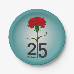 25 April, the Carnation Revolution, Portugal Paper Plates