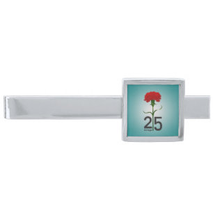 25 April, the Carnation Revolution, Portugal Silver Finish Tie Bar