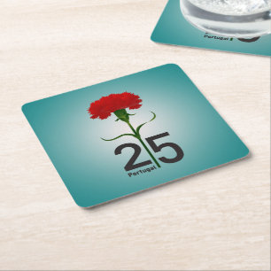 25 April, the Carnation Revolution, Portugal Square Paper Coaster