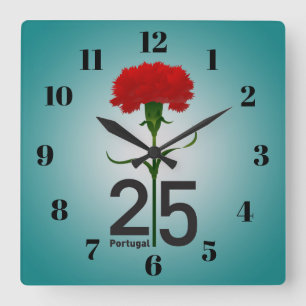 25 April, the Carnation Revolution, Portugal Square Wall Clock