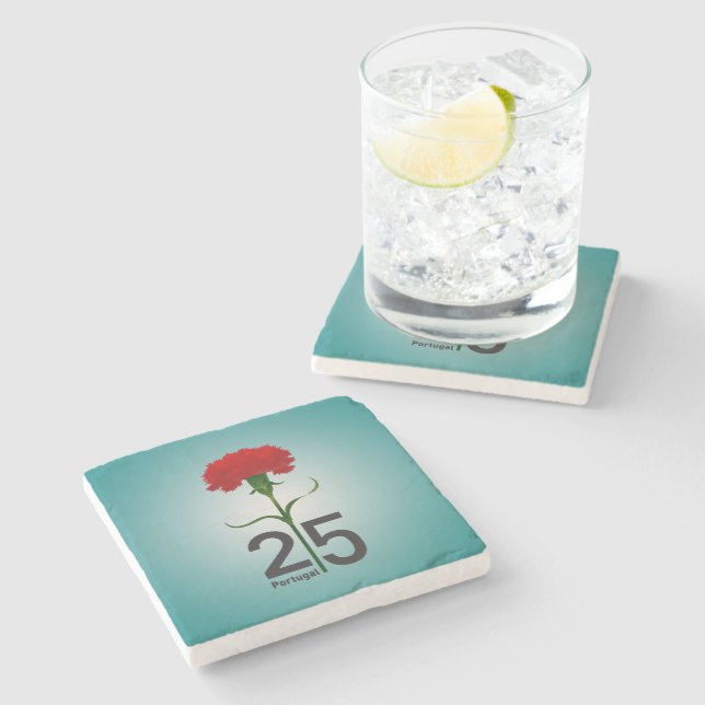 25 April, the Carnation Revolution, Portugal Stone Coaster (Side)