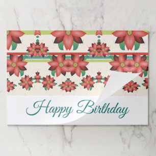 25 Barn Red FloralPaper Birthday Place-mats Paper Pad