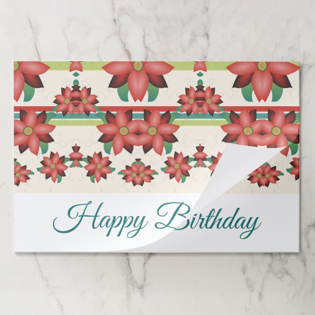 25 Barn Red FloralPaper Birthday Place-mats Paper  Paper Pad (Folded)
