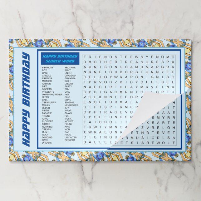 25 Birthday Paper Fun Placemat (Folded)