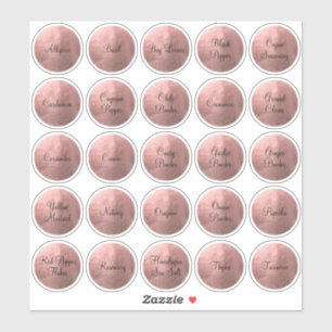 25 Black and Rose Gold Circle Spice Sticker