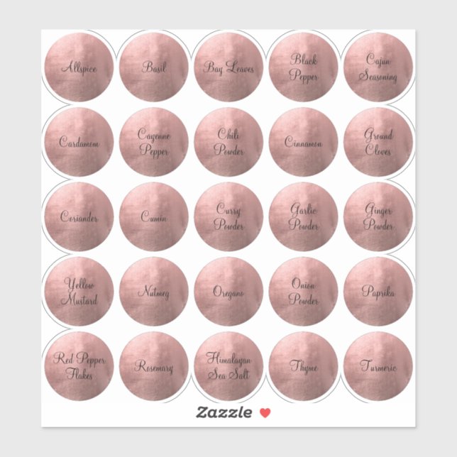 25 Black and Rose Gold Circle Spice Sticker (Sheet)