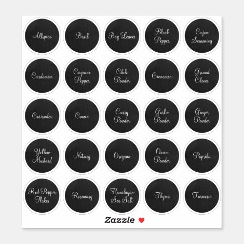 25 Black and White Circle Spice Sticker