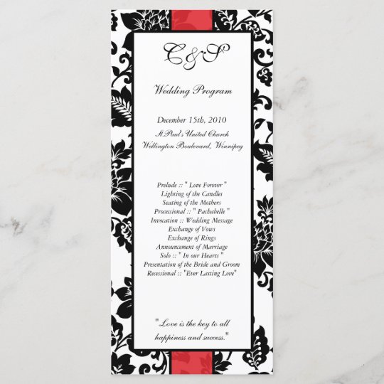 25 Black Red Floral Damask Wedding Programs Zazzle Com