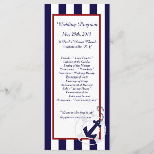 25 Blue Anchor Nautical Wedding Programs